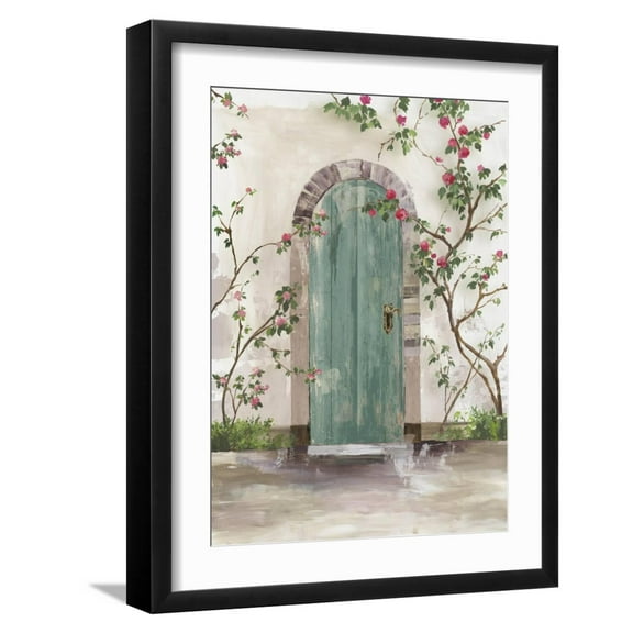 Art.com Arch Door with Roses Art Print by Aimee Wilson, Black Frame Wall Art, 17" x 21"
