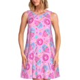 thumbnail image 1 of Vsdgher Robes d'Été Imprimé Donuts pour Femmes Robe de Plage Décontractée Col en U Sans Manches Robe d'Été Ample avec Poche, 1 of 7