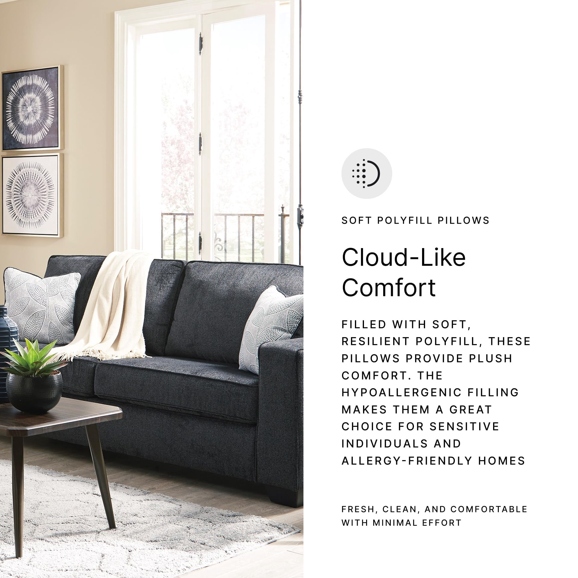 Ashley Furniture Polyester Signature Design Altari Sofa with Pillow, Slate