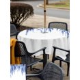 thumbnail image 5 of Outdoor Tablecloths with Umbrella Hole & Zipper, Navy Blue 54x54 Inch Square Tablecloths, Summer Botanical Leaves Watercolor Waterproof Table Cloth, Patio/Pool/Picnic Table Covers, 5 of 8