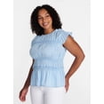 thumbnail image 2 of Time and Tru Women's Sleeveless Smocked Top with Ruffle Trim, Sizes XS-XXXL, 2 of 6