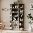 thumbnail image 2 of 75" Tall Book Shelf and Bookcase,6 Tier Bookshelf with Doors and Open Shelves,Freestanding Wood Display Shelves with Book Storage Cabinet for Home Office, Living Room, 2 of 7