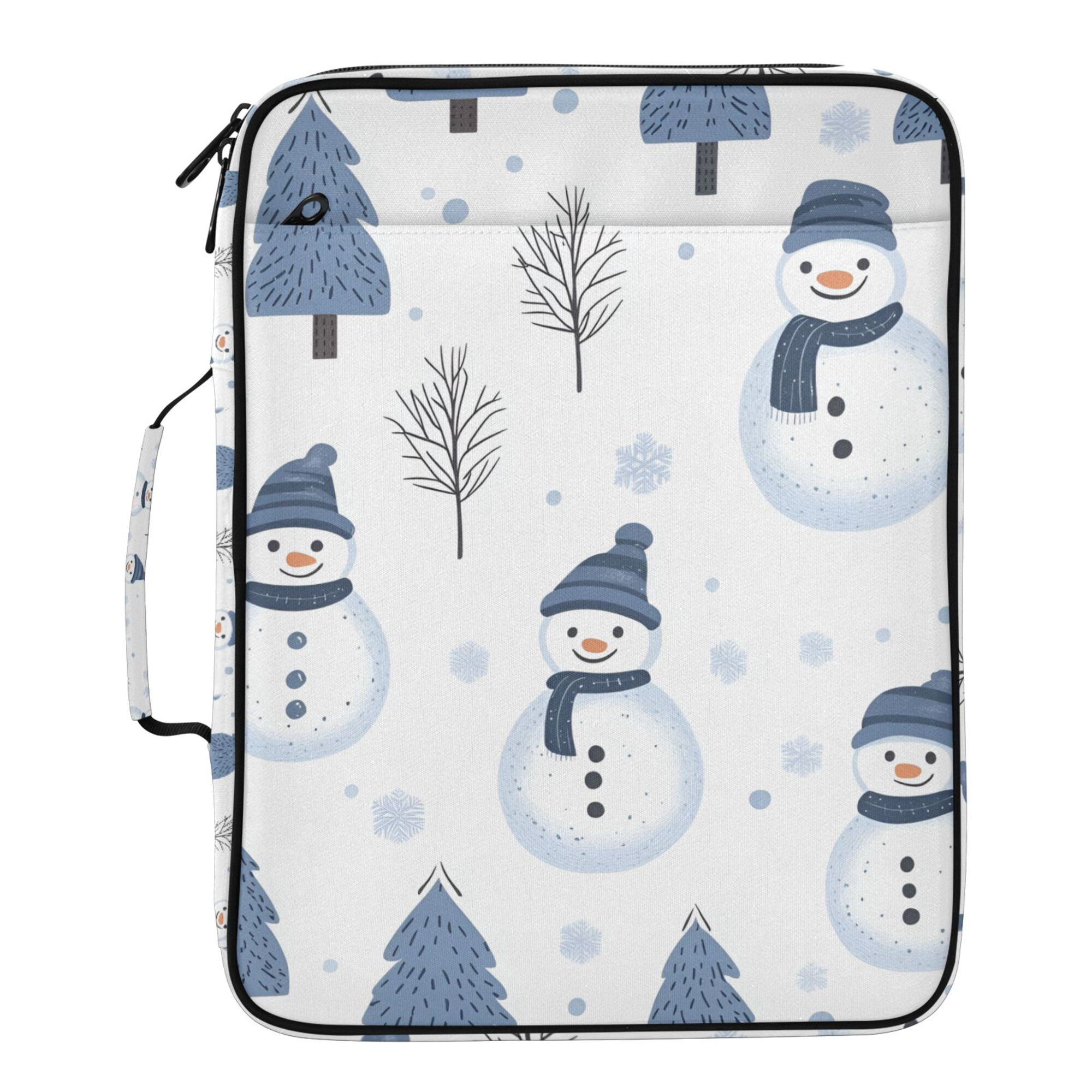 FORMRS Accordion File Folder A4 Size 7-Pocket Expanding Document Organizer Bag with 3 Ring Binder, Cartoon Snowmen