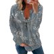 thumbnail image 1 of Tops de manga larga para mujer Cremallera Cuello en V Suéter con estampado floral Sudadera de gran tamaño Blusas tipo túnica de ajuste holgado para mujer Pompotops  FGAJ12185, 1 of 5