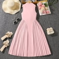 thumbnail image 5 of EnJoCho Girls Sleeveless Slim Fit Dress with Stand Collar, Temperament Pleated Patchwork Summer Dress Skirt for Casual Children’s Wear, 5 of 7