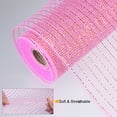 thumbnail image 3 of Uxcell PP Burlap Mesh 10" x 10 Yards Tinsel Foil Stripe Ribbon, Pink+Gold 1 Roll, 3 of 6