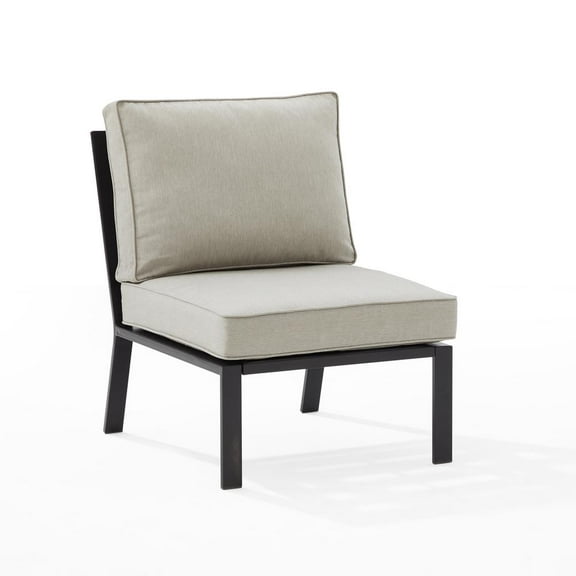 Crosley Furniture Clark Modern Fabric Armless Patio Chair in Taupe/Black