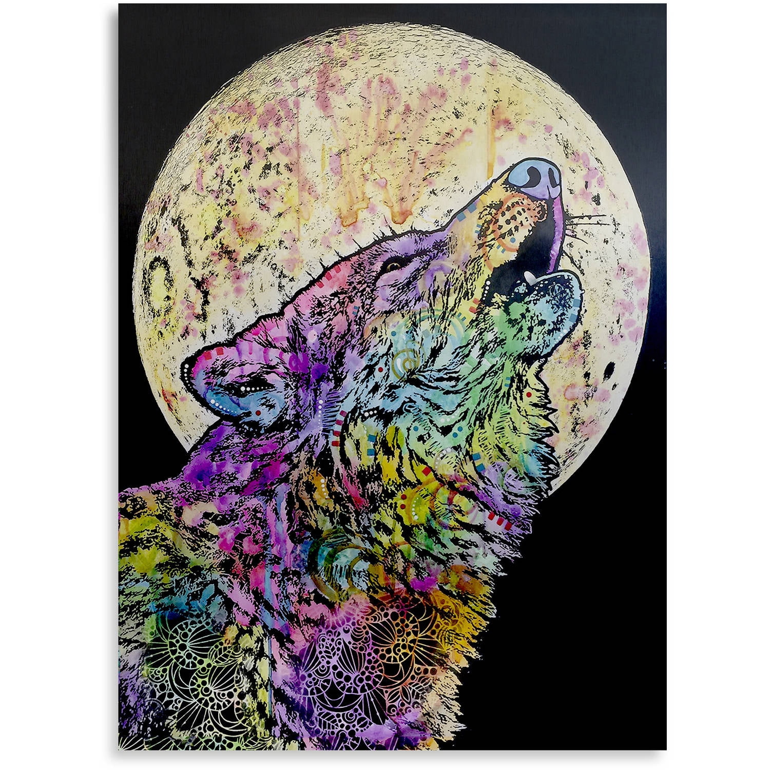 Trademark Fine Art "Howlin" Canvas Art by Dean Russo, Floating Brushed Aluminum