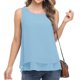 thumbnail image 2 of Camiseta de verano sin mangas con cuello redondo de doble capa de gasa para mujer, 2 of 6