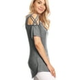 thumbnail image 6 of Made by Johnny Women's Loose Short Sleeve Strappy Cold Shoulder Top XXL HDG, 6 of 6