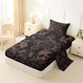thumbnail image 2 of Castle Fairy Gothic Skull Twin Sheets 3pcs,Floral Damask Bedding,Black Taupe,1 Fitted Sheet,1 Flat Sheet and 1 Pillowcase, 2 of 6