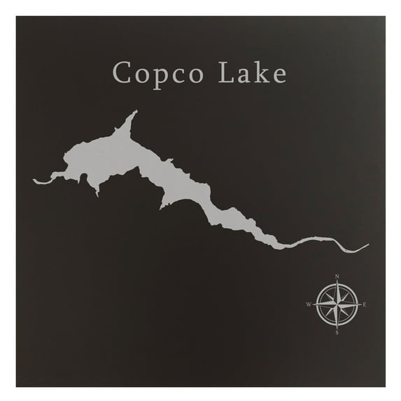 Copco Lake Map 24x24" Black Metal Wall Art Office Decor Gift Engraved California