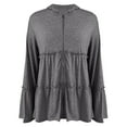 thumbnail image 6 of Full Zip Up Hoodie Jacket for Women Pleated Tiered Ruffle Hooded Sweatshirts Coat Long Sleeve Pullover Cardigan, 6 of 8