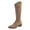 Khaki, variant on Leozcaa Women's Knee High Boots Suede Flat Pointed Toe Stretchy Slouchy Boots Side Zipper Dress Tall Boot