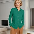 thumbnail image 2 of BYHONG Long Sleeve Shirts for Women Casual Button Down Plaid Shirts Green L, 2 of 4