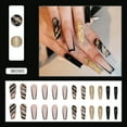 thumbnail image 3 of Fofosbeauty 24pcs Press on False Nails Tips, Coffin Fake Nails, Black Gold, 3 of 8