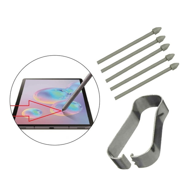 5 piezas de repuesto de puntas de lápiz táctil, con pinzas de extracción, fibra de carbono, puntas para teléfonos móviles Tab S6 / S6 Lite para gris Yotijar Toque los consejos del lápiz