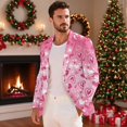 thumbnail image 3 of Uorisanigo Men's Sport Jacket Suit Casual Sport Coat Jackets One Button Blazer Jackets with Pockets Knit Casual Blazer Mens Valentines Jacket Suit, Pink Heart Valentines, Size XL, 3 of 6