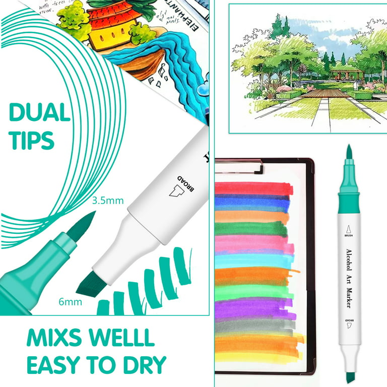 Alcohol Markers,24/48/60/80/120 Colors Dual Tip Permanent Art Markers for  Kids Adults Coloring Illustrations Sketch Alcohol Based Marker,for Book  Painting Card Making Marker set