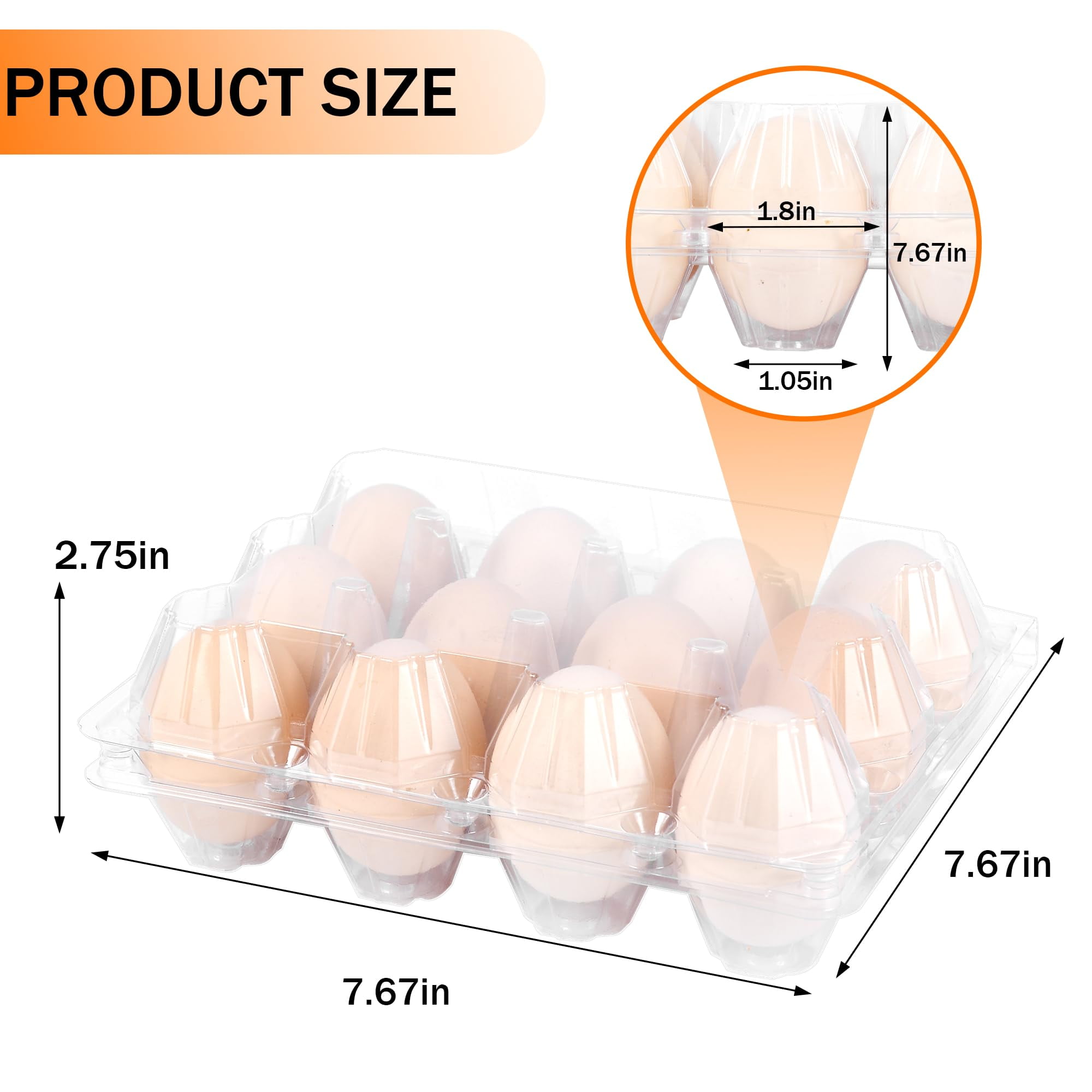 100 Pack 12 Count Plastic Egg Cartons, Clear Reusable Chicken Egg Storage, Farm Fresh Packaging with Secure Snap-Lock Lid