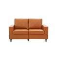 thumbnail image 4 of Canddidliike Modern PU Leather Upholstered Sofa, Casual Comfortable Love Seats - Brown, 4 of 9