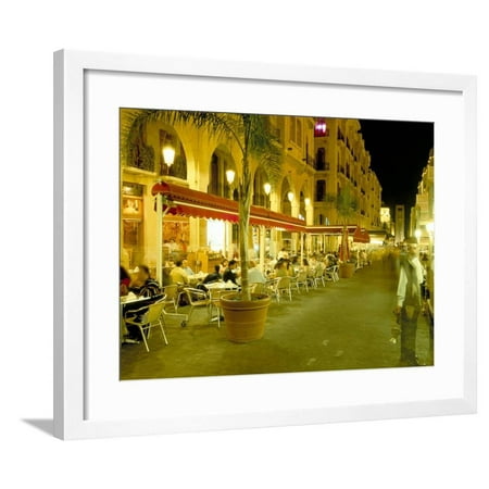 Outdoor Restaurants at Night in Downtown Area of Central District, Beirut, Lebanon, Middle East Framed Print Wall Art By Gavin