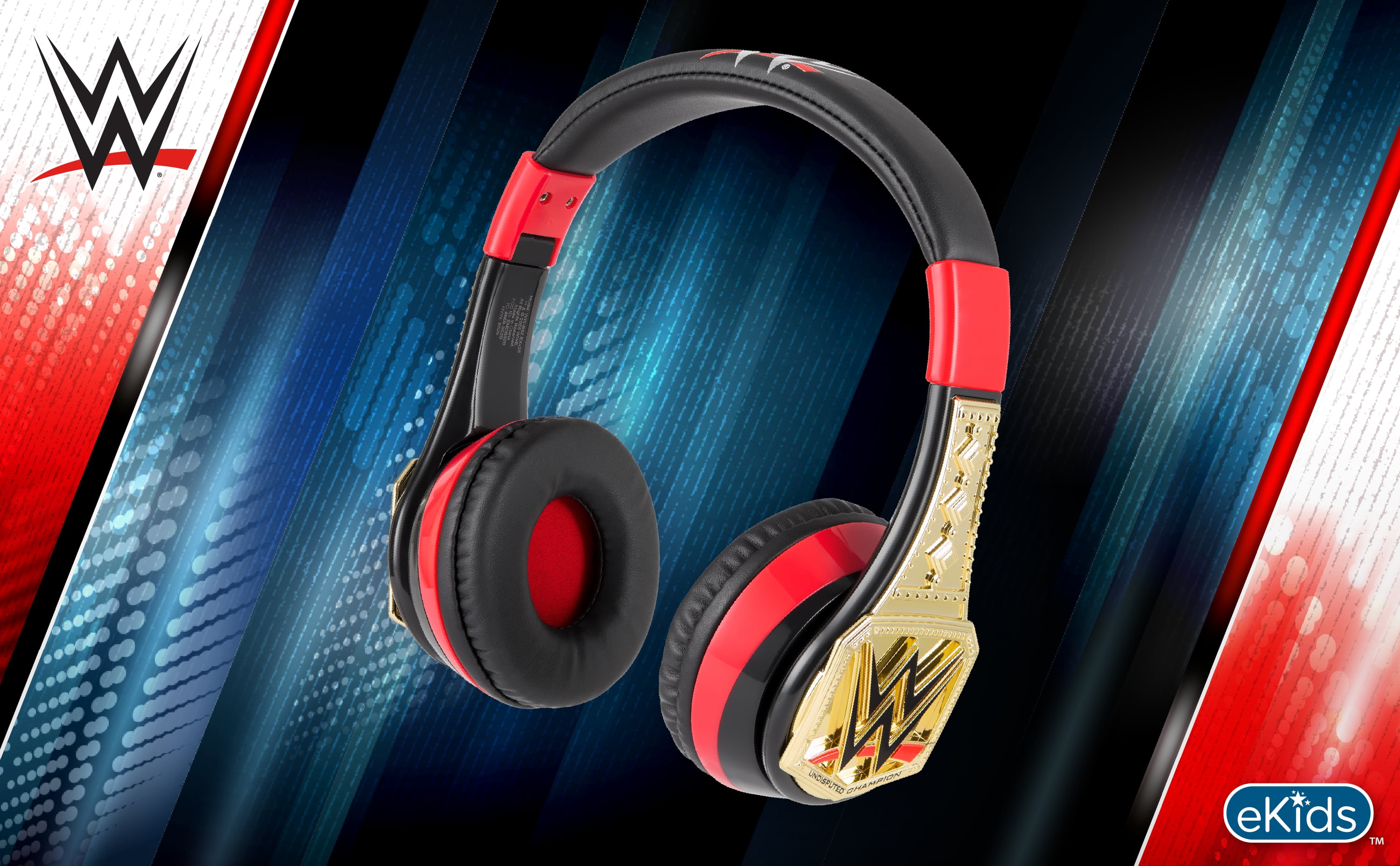 eKids WWE Bluetooth Headphones, Wireless with Microphone Includes Aux Cord