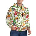 thumbnail image 2 of Wukai Mushrooms Gnomes Print Men Hoodies Fleece Sweatshirts Long Sleeve Sweaters Pullover Fall Outfits Winter Clothes-X-Large, 2 of 7