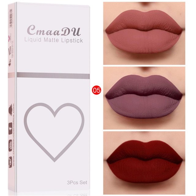 2 3 unids/set brillo de labios de terciopelo mate esmalte de labios voluminizador impermeable de larga duración