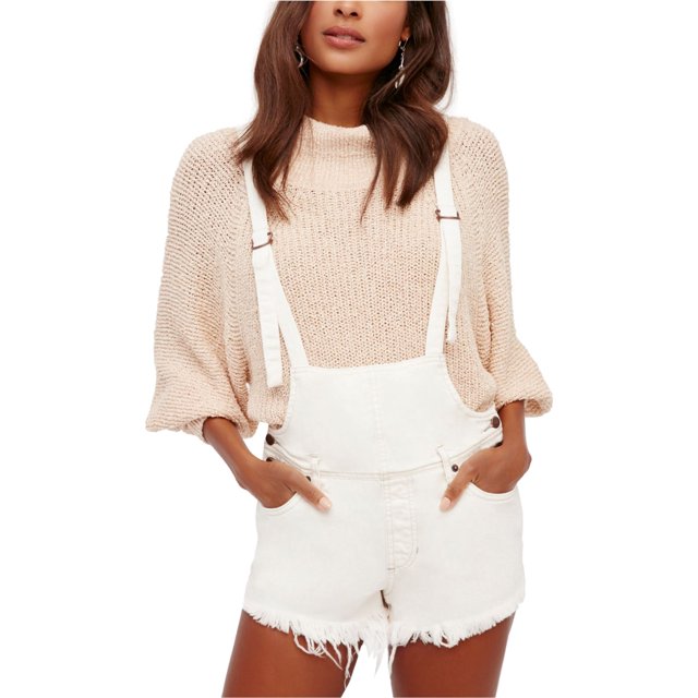 Free People Womens Strappy Overol Shortalls, Blanco, 31 Free People pantalones cortos