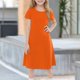 thumbnail image 2 of Girls Summer Sundress Short Sleeve A-Line Dress Soft Casual Everyday Wear Sizes 4-12 Comfortable & Stylish ,Sie:150, 2 of 7