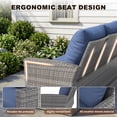 thumbnail image 3 of UDPATIO 4 Piece Outdoor Sectional Conversation Sets， Wicker Patio Furniture Set with Gray PE Rattan Patio Sofa Set for Balcony, Porch, Backyard, Blue, 3 of 8