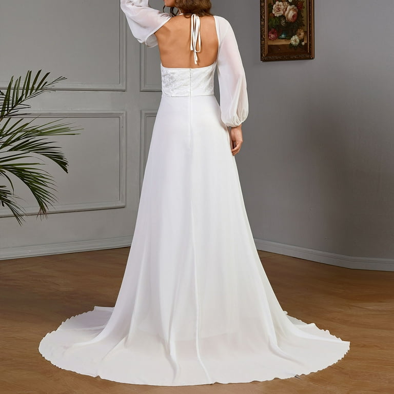 red beaded prom dresses Cheap Beach Wedding Dress Satin Split Bridal Gown With Pockets – Lisposa