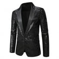 thumbnail image 6 of USNSM One Button Sequined Men's Jacket Single Breasted Notch Lapel Tuxedos Blazer Prom Party Coat Performence Jacket Black L, 6 of 6