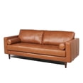 thumbnail image 3 of JERFIT Mid-Century Modern 3-Seater Sofa Cognac Leather Couch with Tufted Back and Solid Wood Legs, 3 of 4