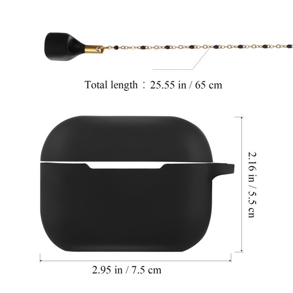 WASHWEPE Estuche Protector De Silicona Para Auriculares Con Cadena Magnética Y Correa Antirrobo Negro