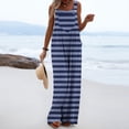 thumbnail image 6 of BLVB Women Overalls Sleeveless Striped Jumpsuits Wide Leg Bib Pants Rompers Summer Beach Outfits with Pockets, 6 of 7