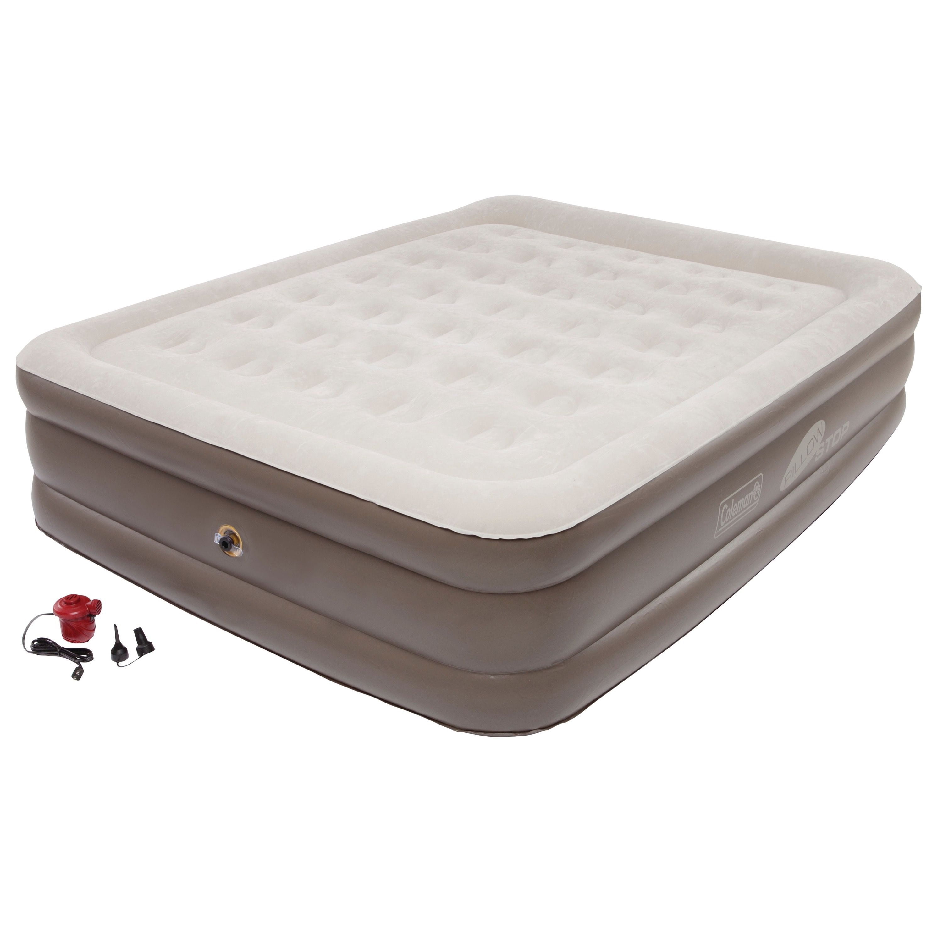 Coleman Airbed Queen Inflatable Air Mattress Pillowtop Guest Bed Built in PUMP 