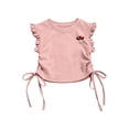 thumbnail image 2 of Hrsba Girls T Shirt Solid Color Short Sleeve Ruffle Crew Neck Top With Drawstring For Girls Casual Summer Soft Lightweight Cute Fashion Top, 2 of 6