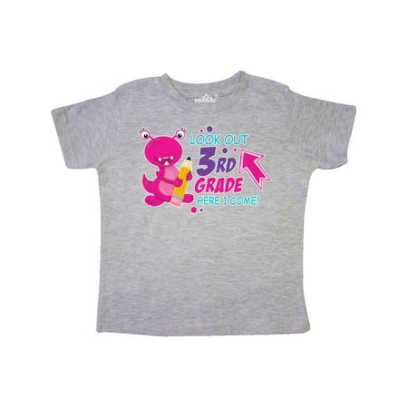 

Inktastic Look out 3rd Grade Here I Come with Cute Pink Monster Gift Toddler Boy or Toddler Girl T-Shirt