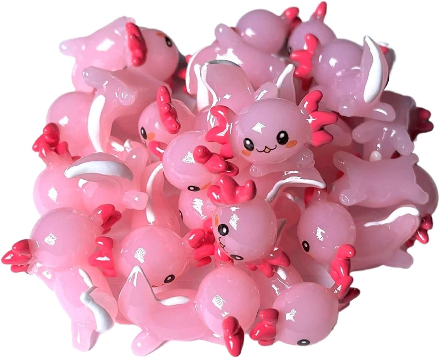 Axolotl Resin Charms 20 Pack Mini Pink Axolotl Slime Charm Resin Cabochon  For Slime