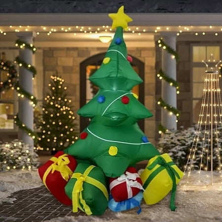 6FT Inflatable Christmas Tree with Built in Lights - Outdoor Indoor Holiday Decoration No Electricity Needed, Easy Setup with Pump for Lawn Patio Garden Home, Durable Plastic Construction