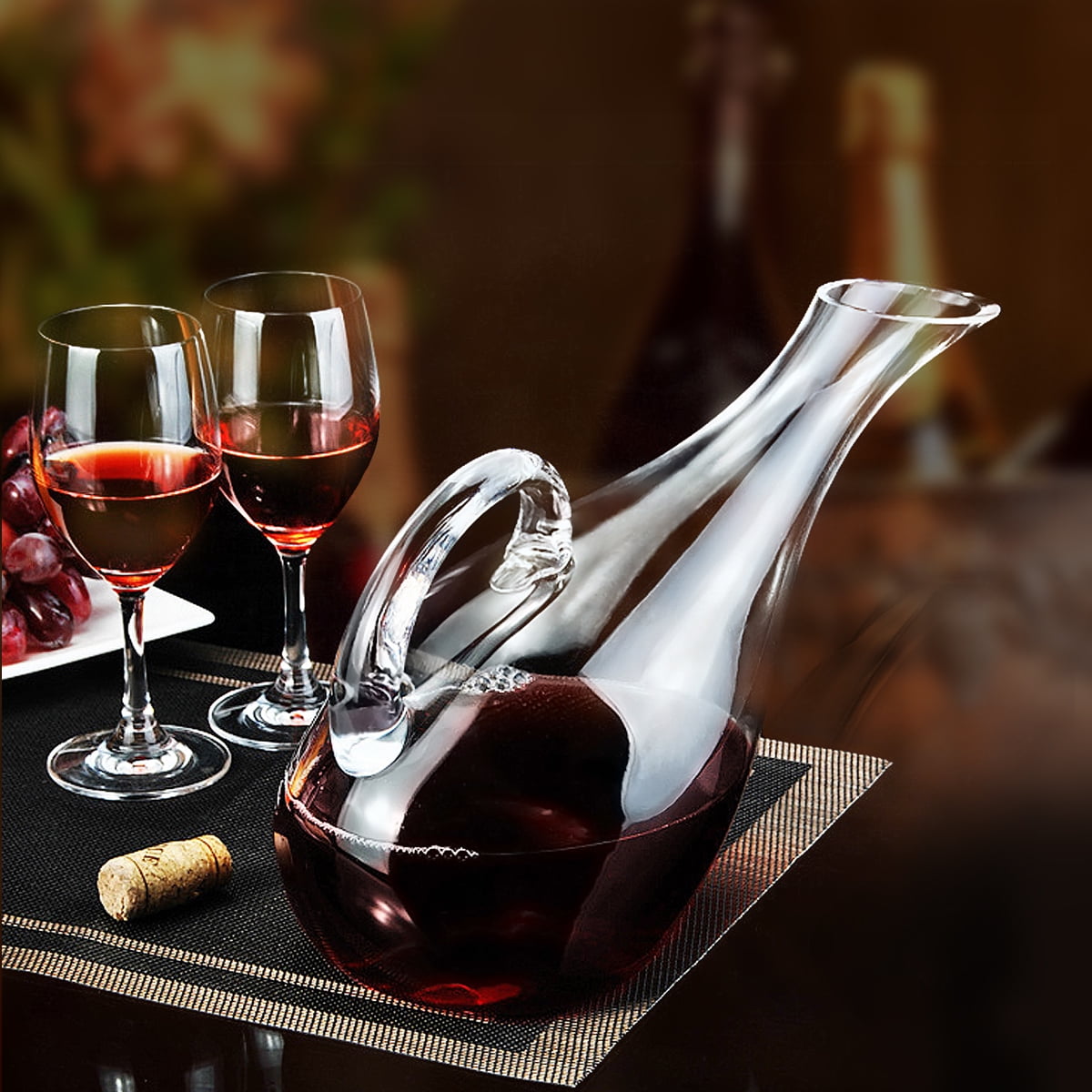 1200ML Swans Crystal Glass Decanter Leadfree Red Wine Decanter Carafe