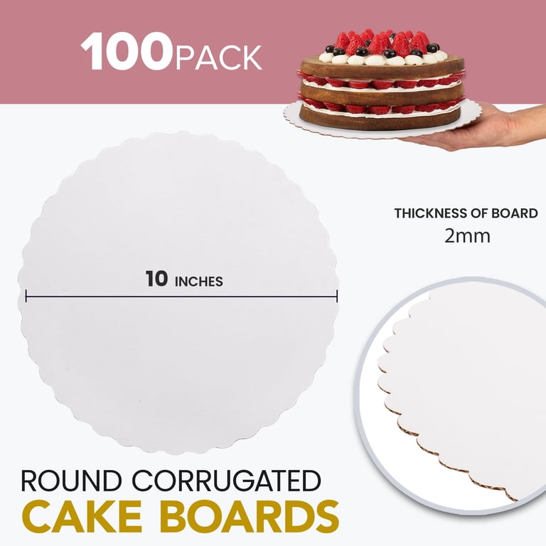 MATUFF 30-Pack White 10-Inch Cake Boards - Round Cardboard Cake Circles, 2mm Thick, Oil-Proof