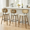 thumbnail image 2 of WOOW DEPOT 26" Counter Height Bar Stool Set of 2, w/ Rattan Mid Back Upholstered Modern PU Wooden Stool Barstool Chair for Kitchen Island Pub, 2 of 12