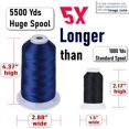 thumbnail image 2 of WWS-50 00M Fil à Broder, 5500Yds Fil de Polyester 40WT Haute Qualité – Plusieurs Couleurs Vives, Haute Vitesse – Compatible avec Brother, Singer, Janome & Plus - Jaune 205, 2 of 4