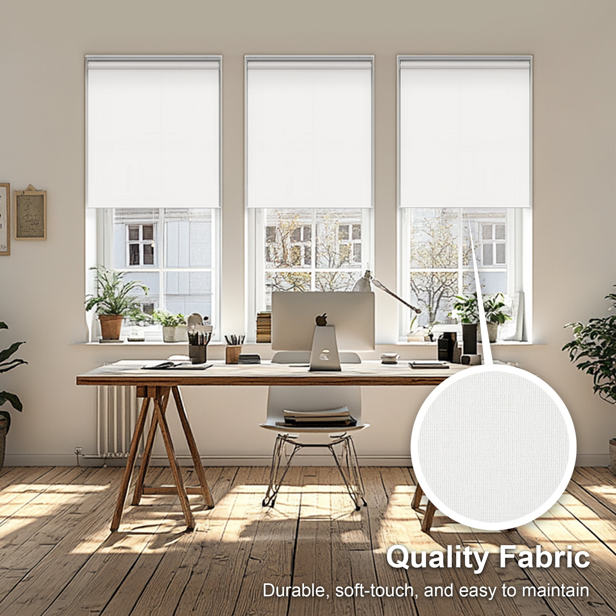 Chicology Roller Shades | Cordless Room Darkening and Light Filtering Window Blinds |30"W X 72"H| Privacy Shades for Bedroom & Living Room | Easy Install | Urban White