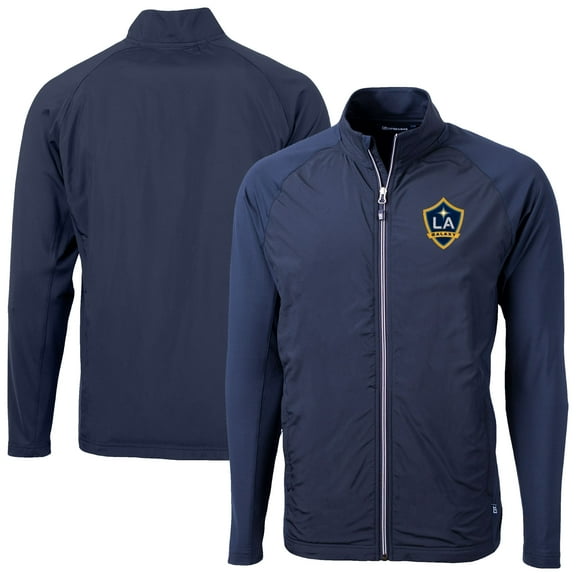 Men's-Cutter & Buck  Navy LA Galaxy Adapt Eco Knit Hybrid Recycled Full-Zip Jacket