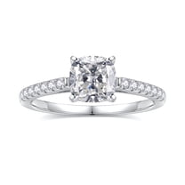Turandoss 1.5ct Moissanite Engagement Ring 925 Sterling Silver Cushion Cut Diamond Ring Wedding Band Promise Rings for Women