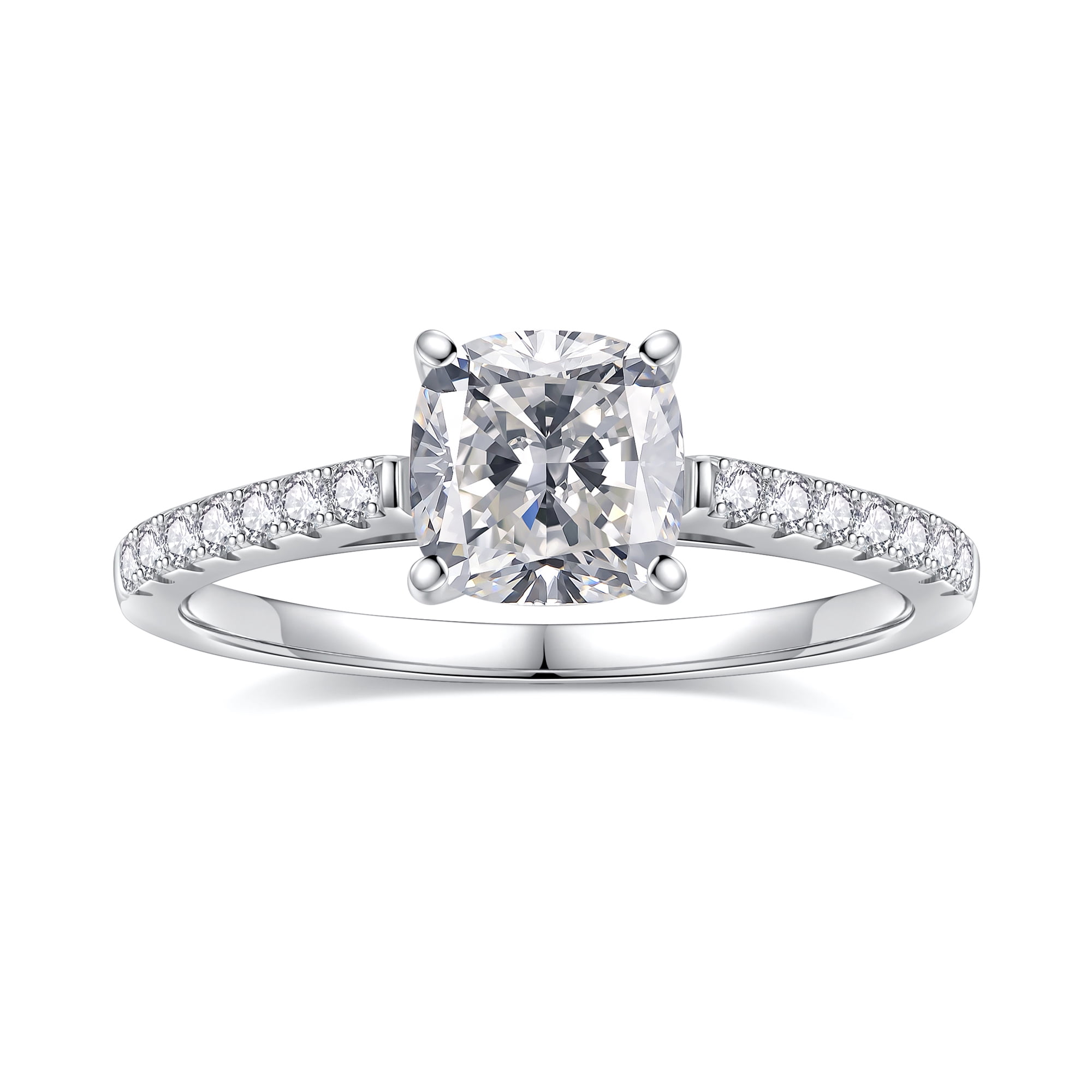 Turandoss 1.5ct Moissanite Engagement Ring 925 Sterling Silver Cushion Cut Diamond Ring Wedding Band Promise Rings for Women